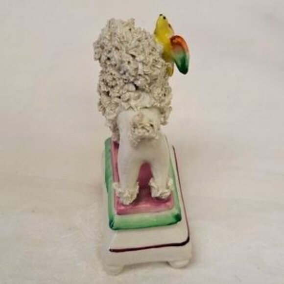 Antique Staffordshire poodle figurines with birds in mouth made in ENGLAND - Picture 5 of 5
